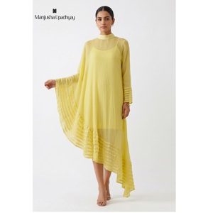 Vestido Casual de Seda con Cuello Alto para Mujer, con Relleno en el Pecho, Tela Suave y Transpirable, Elegante para Uso Diario y Fiestas - Product Image 1