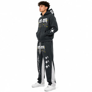 Pantalones de chándal acampanados de felpa francesa para hombre, estilo streetwear, de peso pesado, con efecto apilado, OEM - Product Image 4