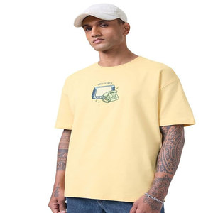 Camiseta de Algodón de 230g, Cuello Redondo, Manga Corta, Color Sólido, Estilo Casual, Holgada, para Usar como Capa Base - Product Image 1