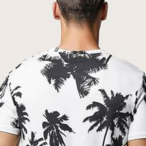 เสื้อยืดพิมพ์ลายต้นปาล์มสำหรับผู้ชาย แขนสั้น คอกลม เสื้อยืดกราฟิก ลำลอง สตรีทแวร์ฤดูร้อน - Product Image 6