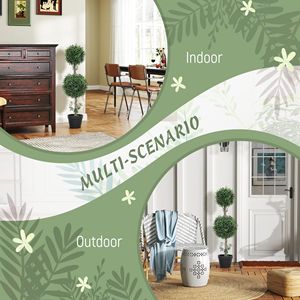 Ensemble de 2 arbres artificiels en buis en pot, plantes artificielles vertes pour l'intérieur et l'extérieur, salon, décoration de la maison, durables - Product Image 5