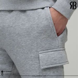 Pantalones Cortos Cargo de Algodón Gris para Hombre Rubabull, Cintura Elástica de Altura Media, Casuales con Bolsillos, Transpirables, Unisex - Product Image 6