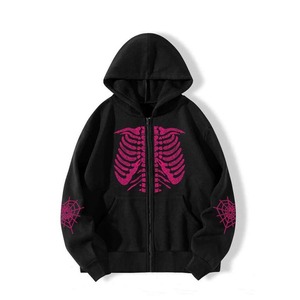High Quality Embroidered <b>Zipped</b> Rhinestone Design Women's Polyester Heavyweight French Terry Waterproof Streetwear Hoodie Custom - Product Image 4