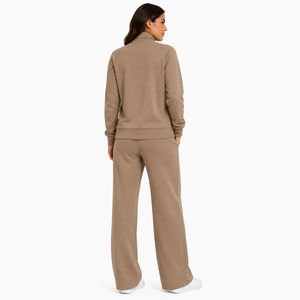 Ensemble de survêtement pour femme avec logo personnalisé, vente en gros, veste zippée intégrale, pantalon à jambe droite, col montant, vêtements décontractés et de sport, fournisseur - Product Image 2