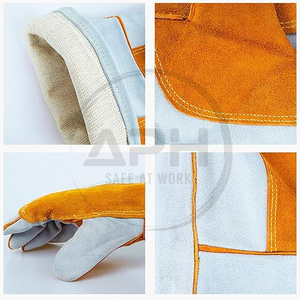 Guantes de Trabajo de Cuero con Puño Largo, Refuerzo Completo en la Palma, Doble Costura, Personalizables, para Soldadura Industrial, con Color a Elección - Product Image 5
