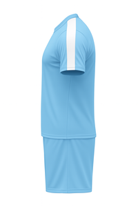 Men Light Blue Crew Neck Short Sleeve Soccer Jersey Set Moisture Wicking Polyester Athletic Wear Summer Regular Fit - Product Image 5