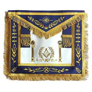 Embroidered 3D Masonic Badge Blue <b>White</b> Freemason Sash with Gold Fringe Tassel Luxury Regalia Custom Logo Sew-On Safety Pin - Product Image 1