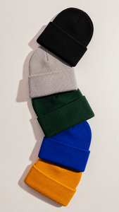 Gorro de Invierno Unisex 100% Algodón, con Borde Acanalado, Color Sólido, Gorro Casual con Bordado 3D para Adultos, 54-56CM, Playa - Product Image 3