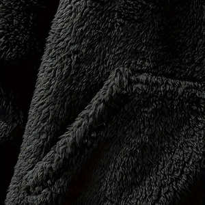 Sweat-shirt à capuche en molleton noir pour homme, épais et chaud pour l'hiver, couleur unie, manches longues, anti-boulochage, en polyester - Product Image 3
