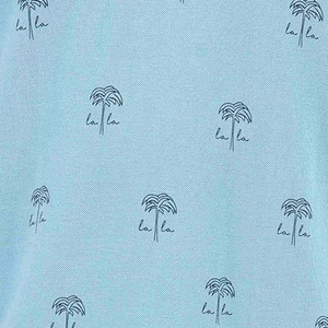 Polo pour homme bleu clair à imprimé palmiers, manches courtes, décontracté, en coton Oxford, coupe classique, respirant, tissage tissé - Product Image 6