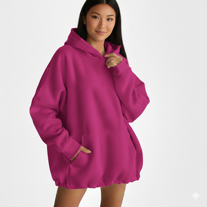 Women Oversized Printed Front Logo Hoodie High Quality OEM Service Soft Fleece Pullover Loose Fit Comfortable Winter 100% Cotton - Product Image 3