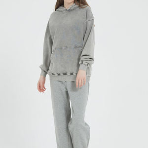 Women's Casual Acid Wash Fleece Hoodies Wholesale Customizable Front Digital Printing Plain Dyed <b>for</b> Winter Season Use OEM - Product Image 4