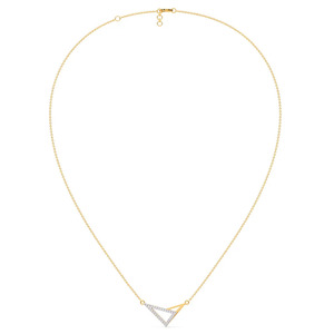 Angular Open Triangle Diamond Pendant Necklace with Layered Geometric Gold Frame - Product Image 2