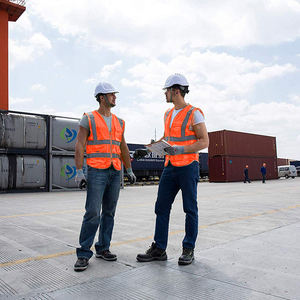 Gilet de chantier haute visibilité orange ANSI Classe 3 en polyester maillé avec fermeture à pression et poche frontale - Product Image 4