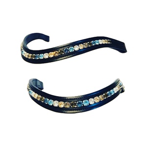 Banda de cejas ecuestre de cuero duradero hecha a medida decoración de diamantes de imitación de plata marrón azul directo del fabricante y proveedor - Product Image 2