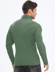 Men's Quarter <b>Zip</b> Long Sleeve Solid Knitted Casual <b>Shirt</b> Stand Collar Quick Dry Polyester Spring Wear - Product Image 3
