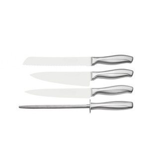 Juego de Cuchillos de Cocina Profesionales de 7 Piezas con Bloque de Madera, Mangos de Acero Inoxidable y Varilla de Afilado para Cortar Verduras y Carne - Product Image 6