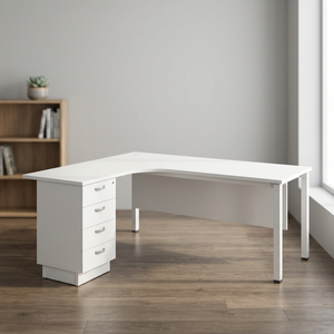Système de bureau AY, grande table de conférence extensible en forme de L avec pieds en métal 4D, table de conférence commerciale moderne en mélamine laminée - Product Image 1