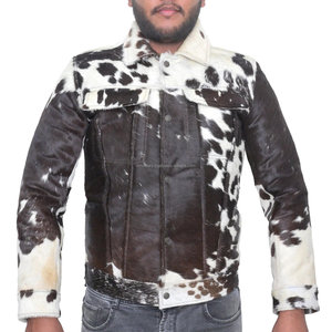 HIGH STREET Veste en cuir véritable de vachette pour homme, col rabattu, décontractée, hiver, doublure épaisse, respirante, séchage rapide, 360g, coupe classique - Product Image 1