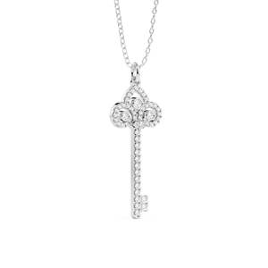 Pendentif en argent en forme de clé avec moissanite taille ronde, mignon, pour femme, idéal pour les fêtes - Product Image 4