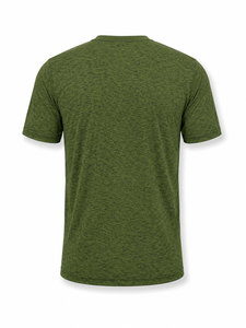 Camiseta de Manga Corta Verde para Hombre, 100% Poliéster, Secado Rápido, Cuello Redondo, Corte Regular, Informal, Tejido de Punto, Logotipo Estampado en la Parte Delantera - Product Image 3