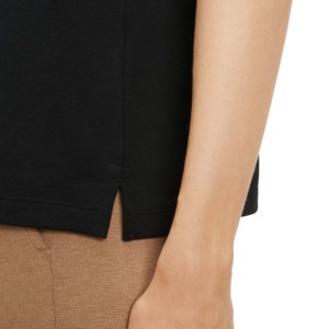 Camiseta de Manga Corta Negra para Mujer, 100% Algodón Piqué, Tejido Transpirable, Ecológico, Color Sólido, Estilo Casual - Product Image 4