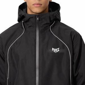 Men <b>Black</b> <b>Windbreaker</b> Jacket Hooded Lightweight Waterproof Outdoor Streetwear Custom Bulk Manufacturer USA - Product Image 5