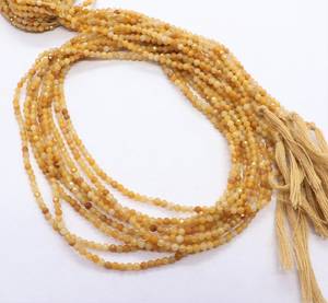 ลูกปัดรูไทล์สีเหลืองธรรมชาติทรงรอนเดลเหลี่ยมเล็ก ขนาด 2-2.5 มม. ความยาว 13 นิ้ว สำหรับทำเครื่องประดับ - Product Image 2