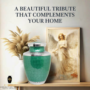 โกศบรรจุอัฐิสำหรับผู้ใหญ่ สีเขียวทองเหลือง ขนาด 220 คิวบิกอินช์ เป็นมิตรกับสิ่งแวดล้อม ทนทาน ทำจากโลหะ พร้อมสลักชื่อได้ตามต้องการ สไตล์ยุโรป/อเมริกา - Product Image 4