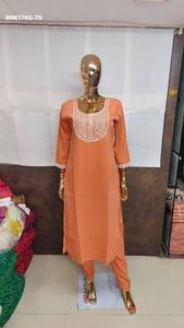 High Quality Cotton with Yoke-Embroidered Straight Long Kurti-2 Pocket Pant Pair Collection Supplier from India Woman Fashion - Product Image 4