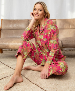 Ensemble de vêtements de nuit pour femmes en coton avec motif animal, pyjama à manches longues et pantalon, vêtements de détente confortables, personnalisables - Product Image 3