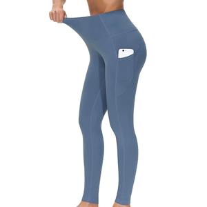 Leggings de sport pour femmes, taille mi-haute, élastiques, longueur intégrale, légers, ajustés, en tissu polyester/nylon, extensibles - Product Image 3