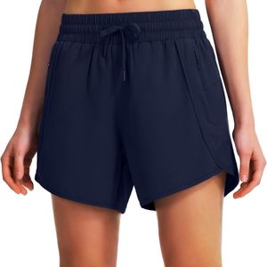 Shorts Deportivos para Mujer, Color Azul Marino Medianoche, Acabado Liso, Poliéster de Alto Rendimiento, Dobladillo Curvo, Flexibles, para Correr - Product Image 1