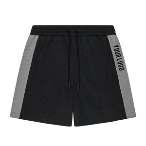 Shorts de sport décontractés pour hommes en maille, avec logo personnalisé, pour la gym et le basketball, respirants, 100 % polyester, taille élastique, style streetwear tricoté - Product Image 2