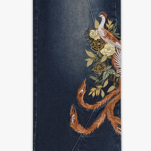 Pantalones Vaqueros de Mezclilla Anchos de Primavera/Invierno para Hombre, Tallas Grandes, Transpirables, Lavados, con Bordado de Dragón Vintage, Diseño Personalizado, ODM - Product Image 4