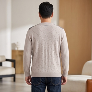 Pull à col rond pour homme, manches longues, couleur unie, laine anti-boulochage, vêtements d'hiver, cardigan tricoté pour homme - Product Image 4