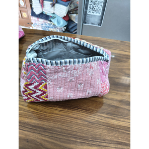 Pochette cosmétique en coton à motif floral de style japonais, petite pochette portable à fermeture éclair, rose, multicolore, motifé, cadeau - Product Image 4