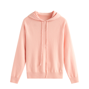 Sweat-shirt à capuche pour femme, couleur unie, manches longues, tricoté en acrylique, vêtements d'automne - Product Image 1