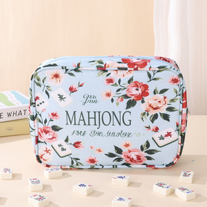 Sac de rangement de luxe grande capacité en polyester à imprimé floral moderne pour tuiles de mahjong, sac de <span class=keywords><strong>voyage</strong></span> personnalisé pour articles de toilette et maquillage, sac à main - Product Image 3