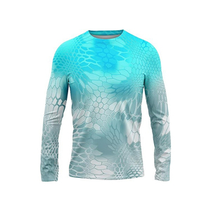 Chemise de pêche à manches longues pour homme, tendance, imprimé par sublimation, 100% polyester, anti-UV UPF 50, style pull, taille adulte - Product Image 1