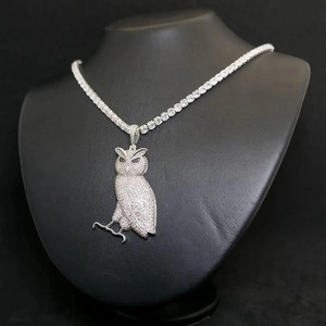 Nouveauté : Pendentif Hibou Personnalisable en Moissanite 925, Argent Sterling 925, Minimaliste, 4-5 carats, Certifié GRA, Plaqué Or Blanc - Product Image 4