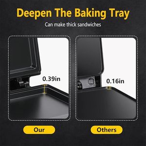 Grille électrique compacte antiadhésive à surface grillagée profonde, noire, certifiée ETL, pour sandwichs aux œufs et au jambon, machine à sandwichs - Product Image 4