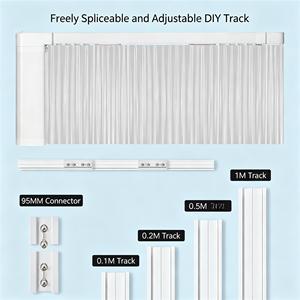 Sistema de riel para cortinas inteligente, riel de ensamblaje DIY con motor inalámbrico, longitud ajustable de 0.1 a 6.2 metros, funciona con control por aplicación. - Product Image 4