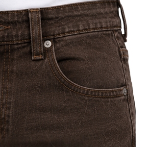 Jean en denim marron chocolat pour homme, coupe droite, motif texturé, style décontracté streetwear, cinq poches, pantalon tendance - Product Image 4