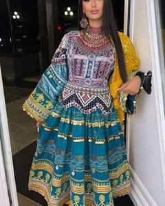 Hot Selling Latest Designs Breathable Ankle-Length A-Line Floral Print 100% Silk Afghan Kuchi <b>Dresses</b> Women Wholesale <b>Dress</b> - Product Image 4