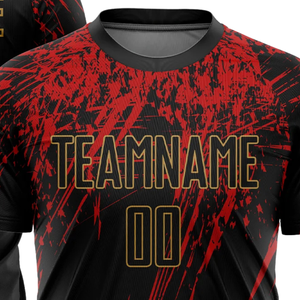 เสื้อฟุตบอลแขนสั้นสีดำ ทองแดง แดง สำหรับผู้ชาย ชุดฟุตบอลซับลิเมชั่น ชุดฝึกซ้อมและแข่งขันสำหรับทีมกีฬา - Product Image 3