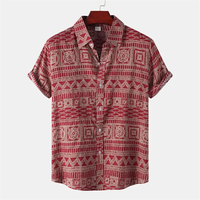 Kemeja Flanel Pria Sablon Sutra Lengan Pendek Formal Musim Panas 100% Katun Bernapas Anti-Pilling