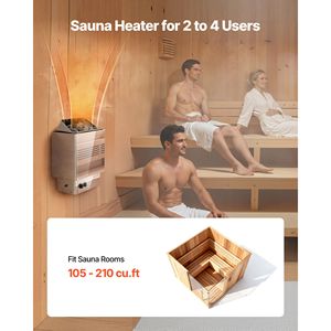Stufa Elettrica per Sauna 4.5KW 240V con Funzione Infrarossi, Fornello per Bagno di Vapore Secco con Staffa Pre-Forata per Saune da 105-210 CU.FT - Product Image 2