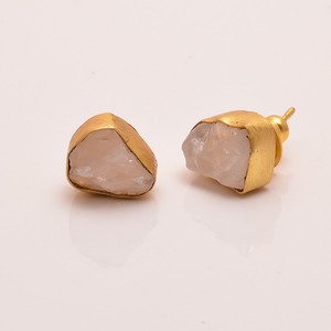 18K Gold Plated <b>Stud</b> <b>Earrings</b> with Raw Ruby Bezel Setting Classic Women's Fashion Jewelry wholesaler daily wear - Product Image 4