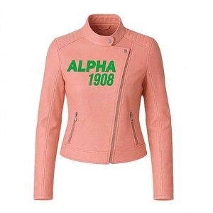 Custom Faux Leather Motorcycle Racing Moto Women's Jacket Greek Paraphernalia Streetwear Factory Supplier - Product Image 1